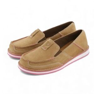 Ariat Women’s Cruiser Size 7.5 Tan Suede Pink Slip On Loafer Flat Casual